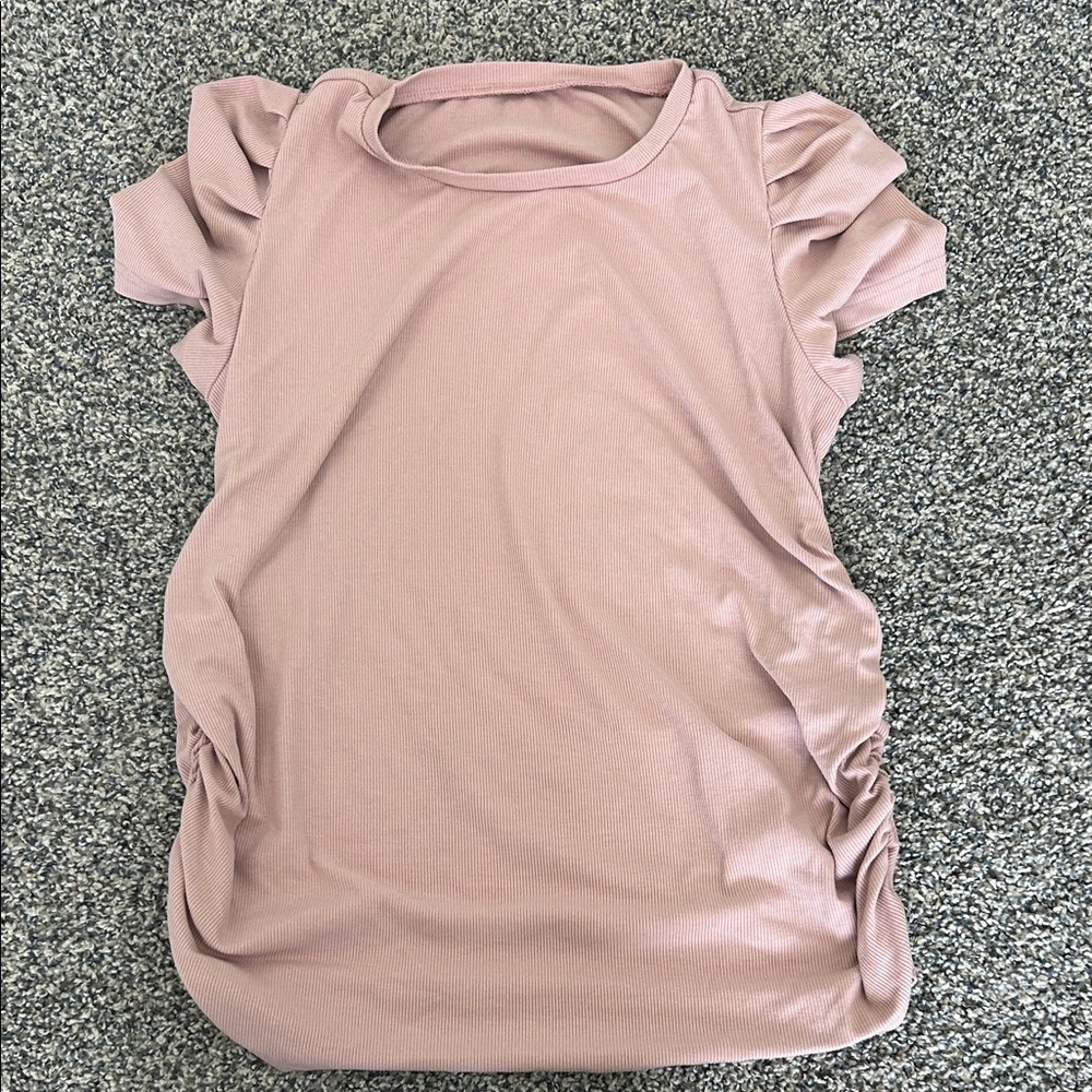 Ruffled Sleeve Maternity Pink Top